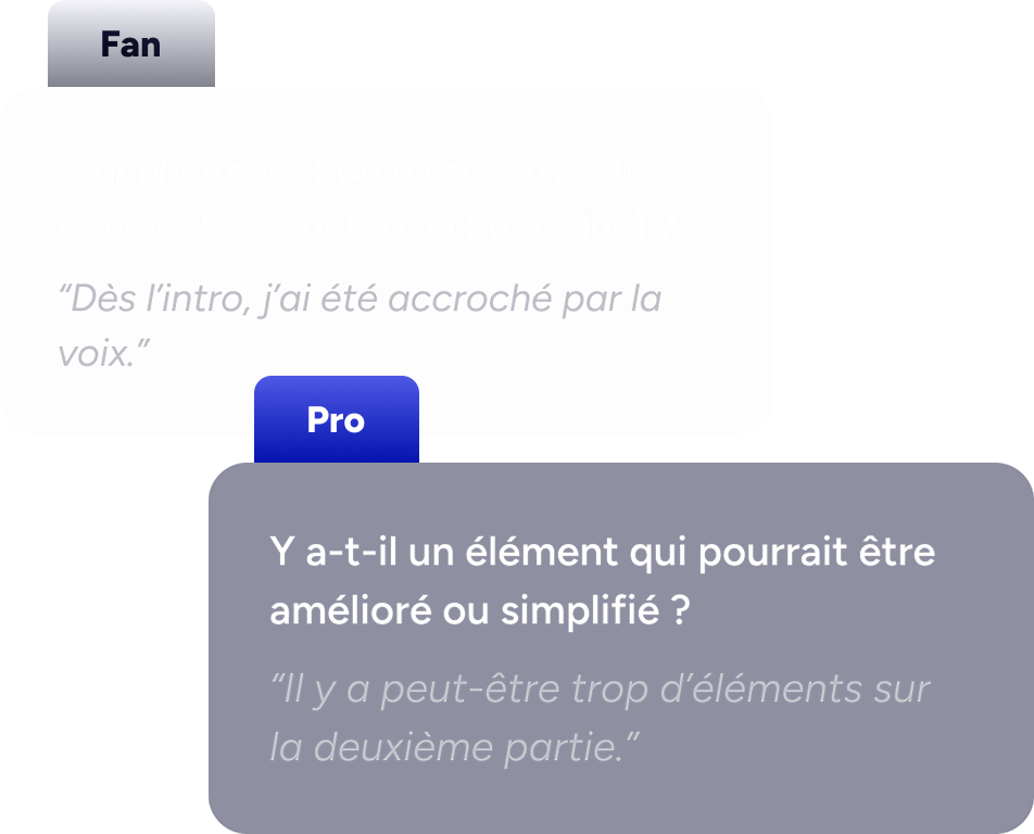Feedback de fan et/ou d'artiste